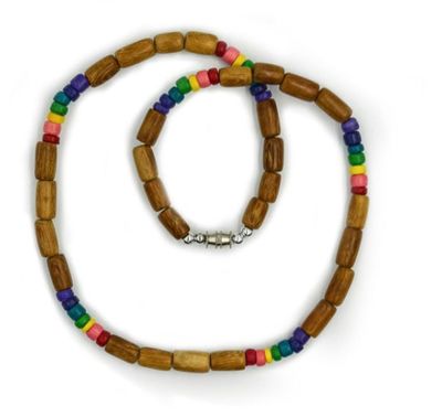 RAINBOW COCO BEAD & BAMBOO NECKLACE RAINBOW COCO BEAD & BAMBOO NECKLACE