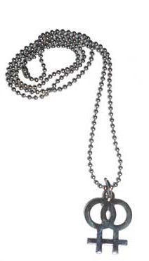 DOUBLE FEMALE SYMBOL NECKLACE ON BALL CHAIN