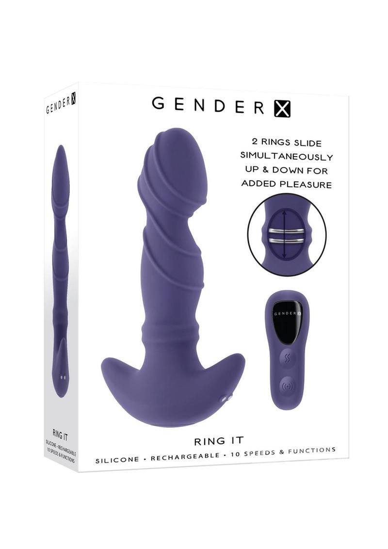 GENDER X RING IT RECHARGEABLE SILICONE REMOTE VIBRATOR BLUE