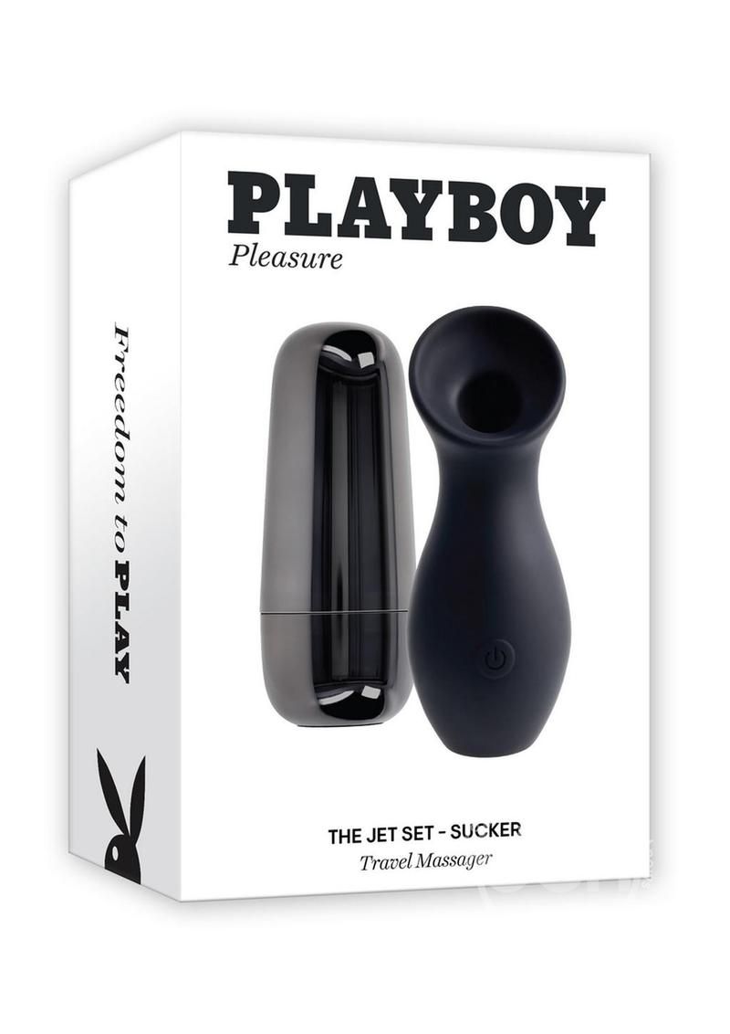 PLAYBOY THE JET SET RECHARGEABLE SUCKING CLITORAL STIMULATOR BLACK