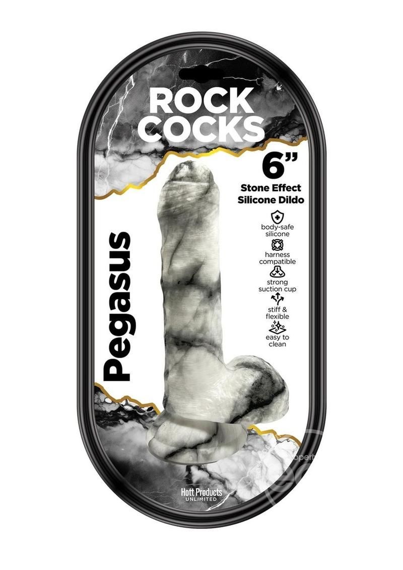 ROCK COCKS PEGASUS SILICONE DILDO 6 inch WHITE & BLACK