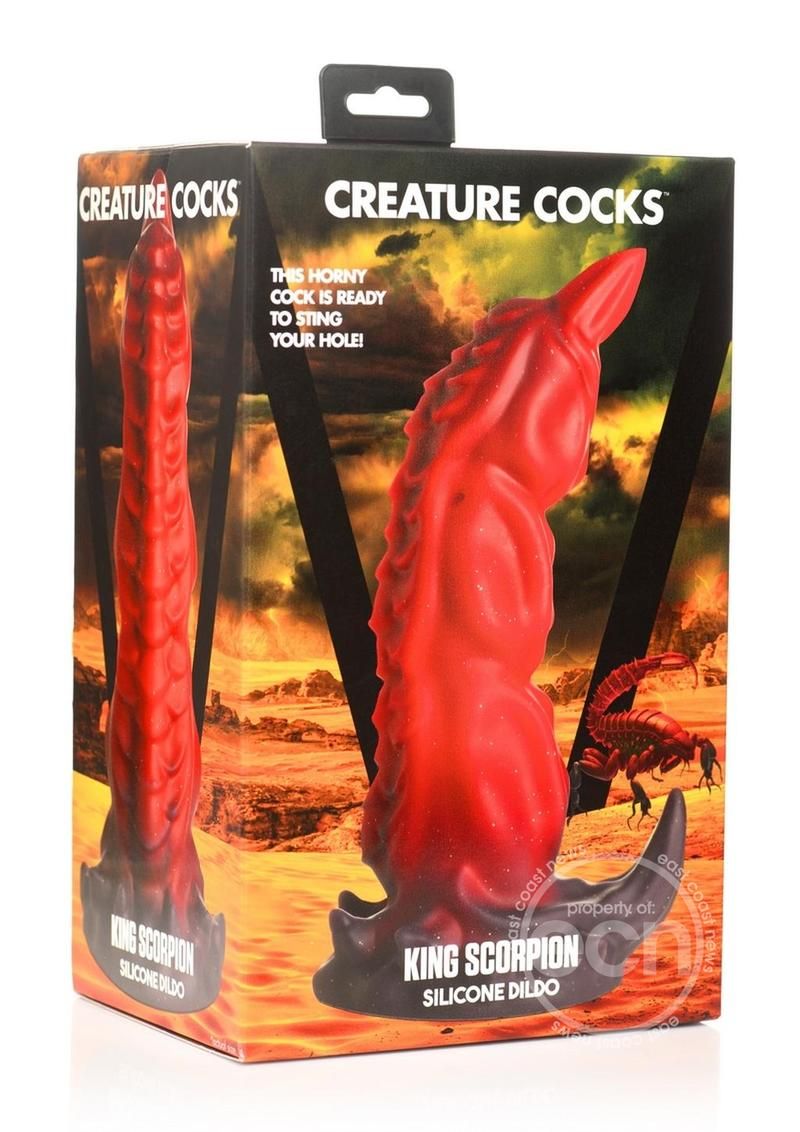 CREATURE COCKS KING SCORPION SILICONE DILDO RED & BLACK