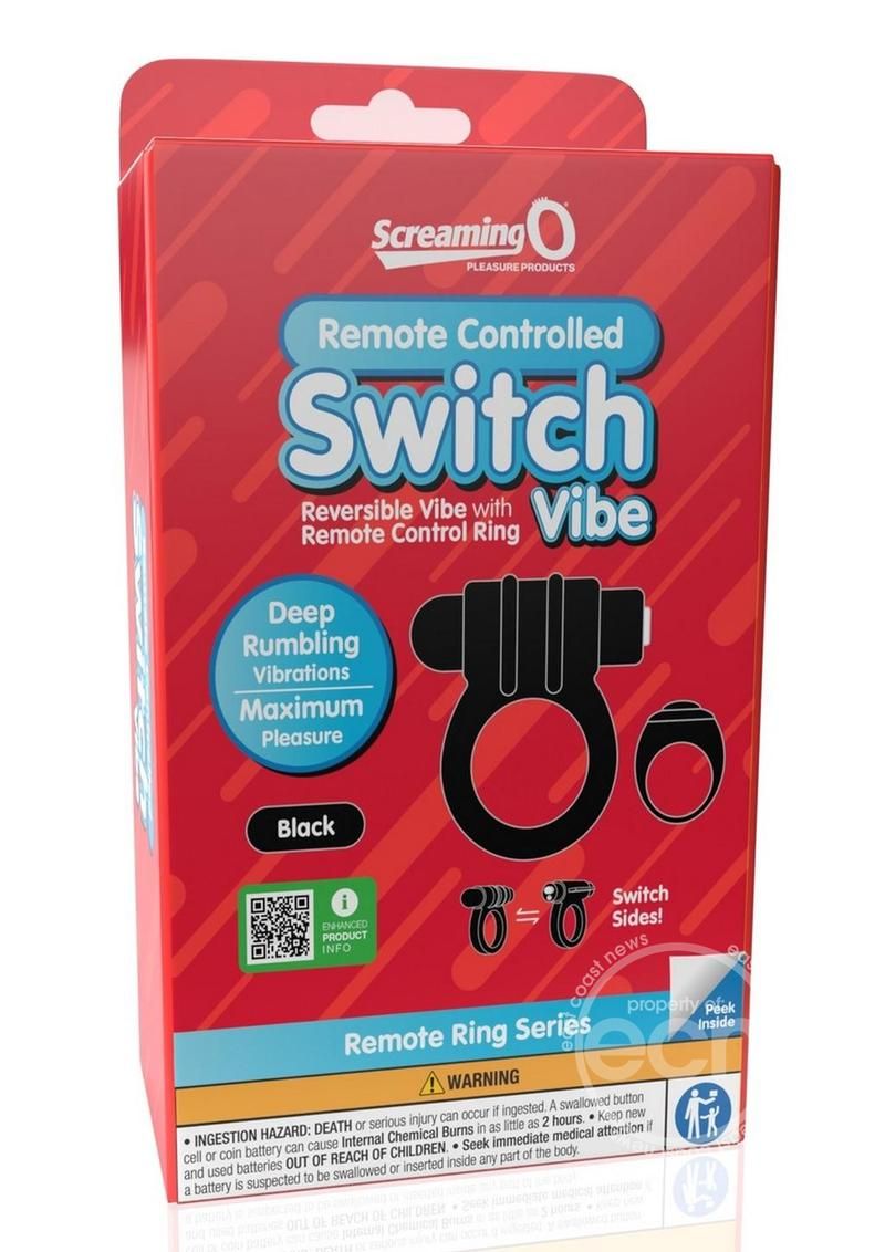 SCREAMING O SWITCH VIBRATING COCK RING RECHARGEABLE WITH REMOTE CONTROL SCREAMING O SWITCH VIBRATING COCK RING RECHARGEABLE WITH REMOTE CONTROL, Color: BLACK