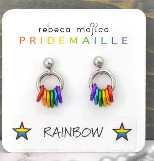 PRIDEMAILLE TINY HOOP FLAG EARRINGS, Type: RAINBOW