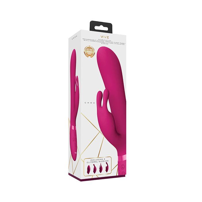 VIVE CHOU G-SPOT RABBIT WITH INTERCHANGEABLE CLITORAL ATTACHMENTS PINK