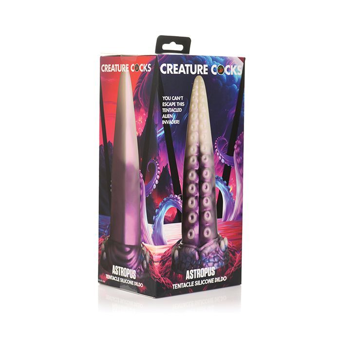 CREATURE COCKS ASTROPUS TENTACLE SILICONE DILDO PURPLE & WHITE