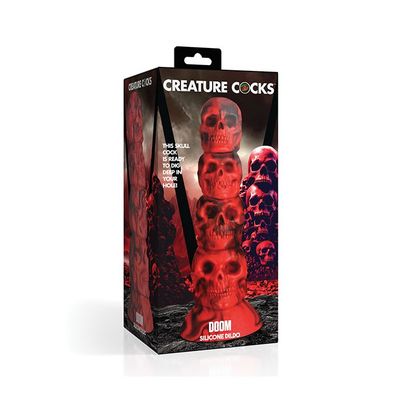 CREATURE COCKS DOOM SILICONE DILDO RED & BLACK