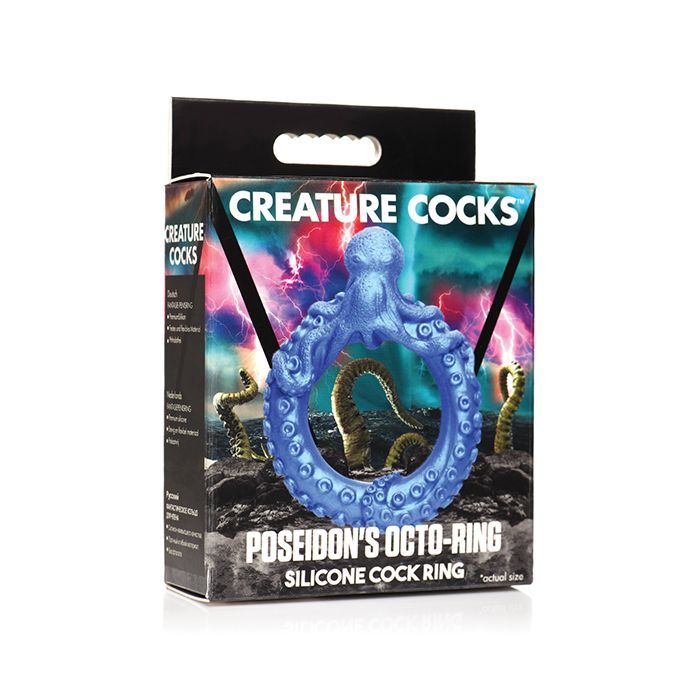 CREATURE COCKS POSEIDON'S OCTO SILICONE COCK RING BLUE