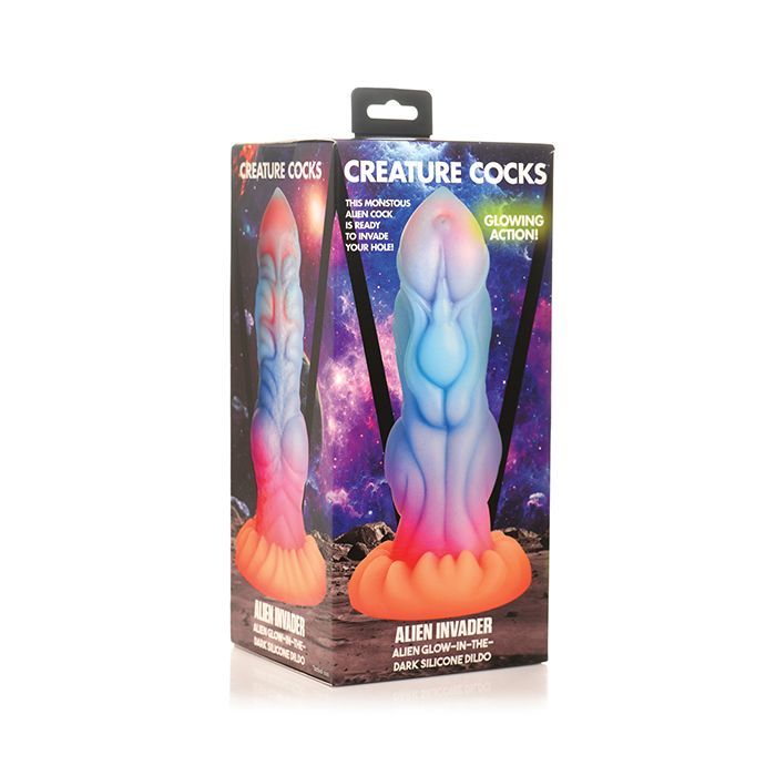 CREATURE COCKS ALIEN INVADER ALIEN GLOW IN THE DARK SILICONE DILDO
