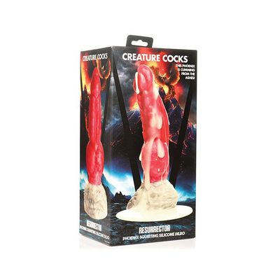 CREATURE COCKS RESURRECTOR PHOENIX SQUIRTING SILICONE DILDO RED & WHITE