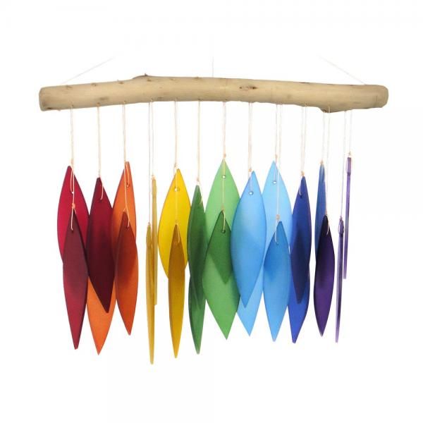RAINBOW GLASS &  DRIFTWOOD CHIME