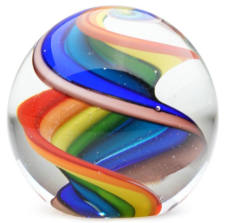 DYNASTY GALLERY PAPER WEIGHT- GLASS MARBLE RAINBOW