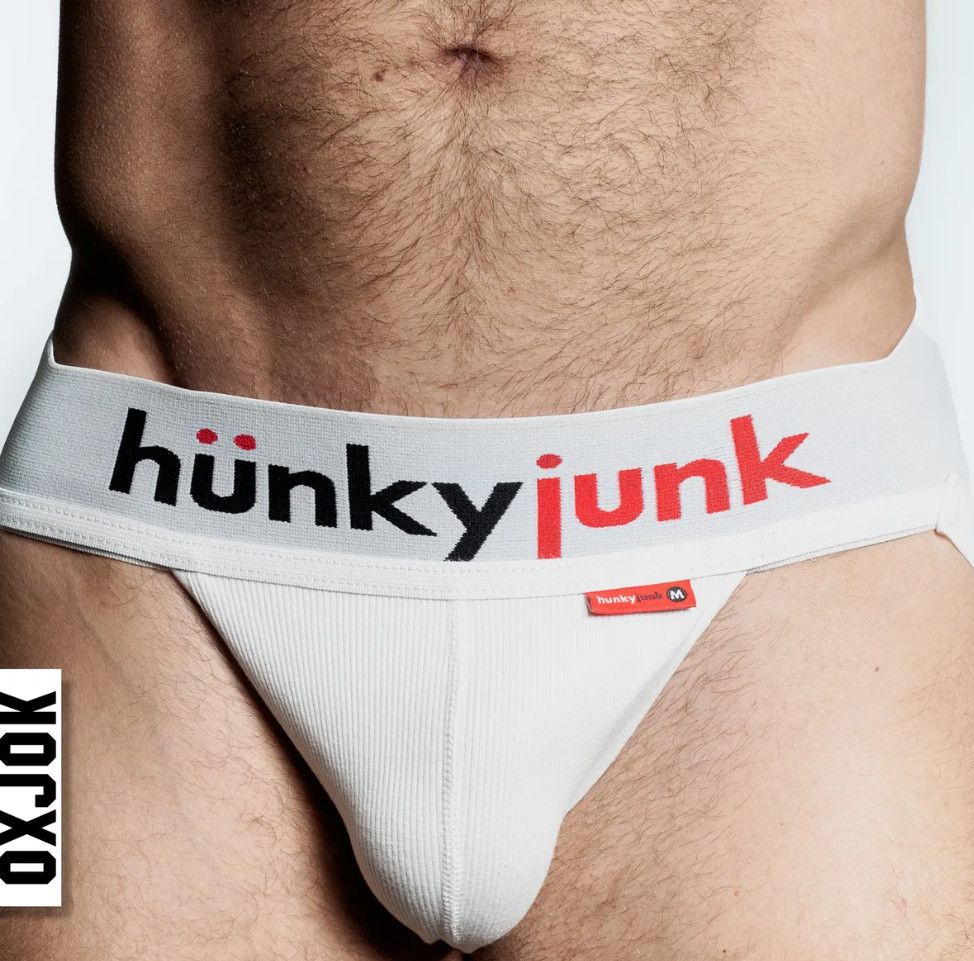 OXJOK HUNKER COMFY POUCH SLIDER-STRAP JOCK WHITE SNOW, Size: SMALL