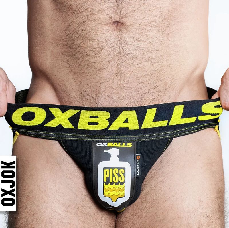 OXJOK PISS PIG RUBBER URINAL JOCK BLACK & YELLOW