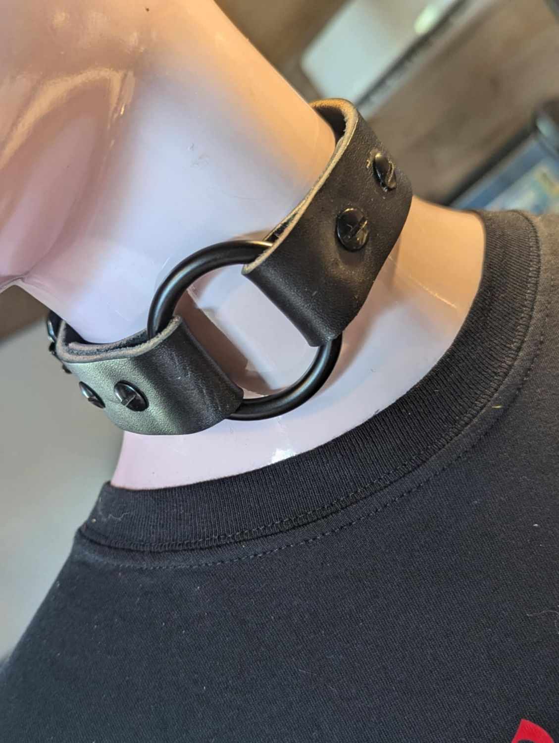 FETISH MAFIA LEATHER COLLAR WITH METAL O RING