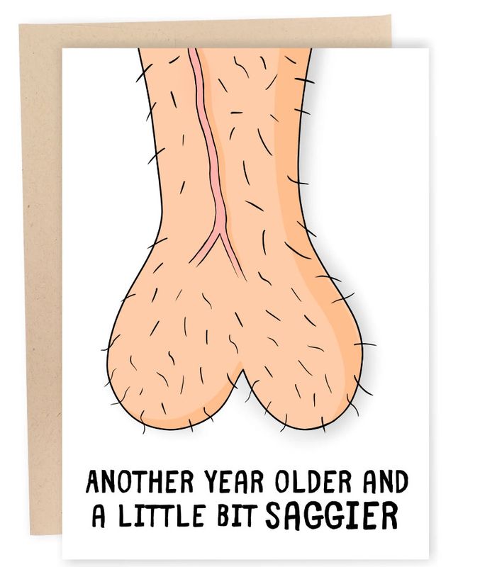 SLEAZY GREETINGS CARD SAGGY BALLS