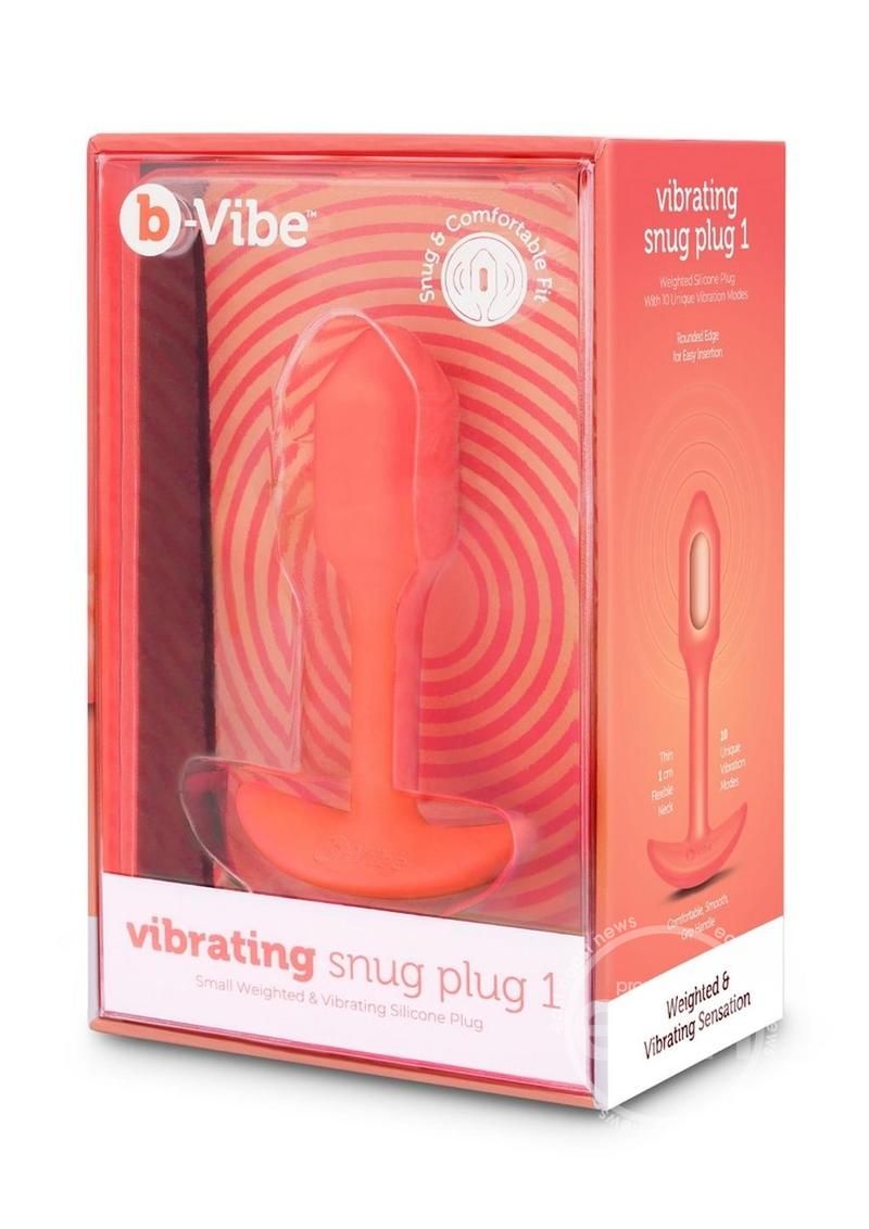B-VIBE VIBRATING SNUG PLUG RECHARGEABLE SILICONE ANAL PLUG SMALL ORANGE
