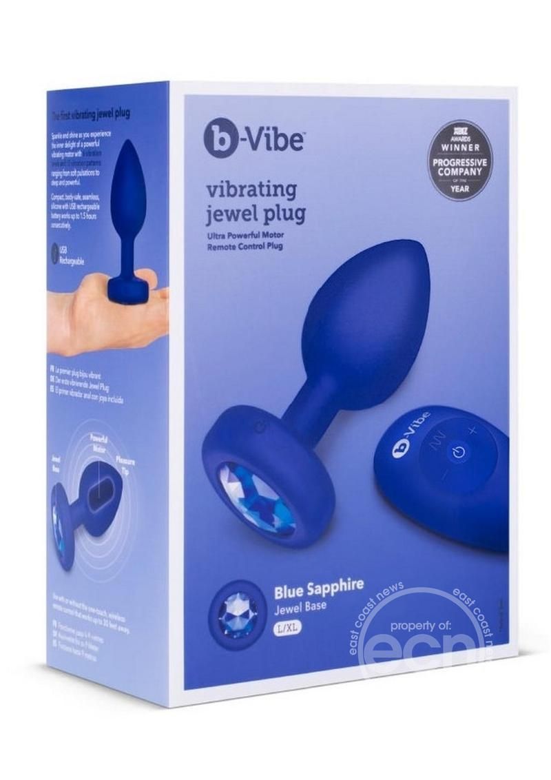 B-VIBE VIBRATING JEWEL PLUG L/XL NAVY BLUE