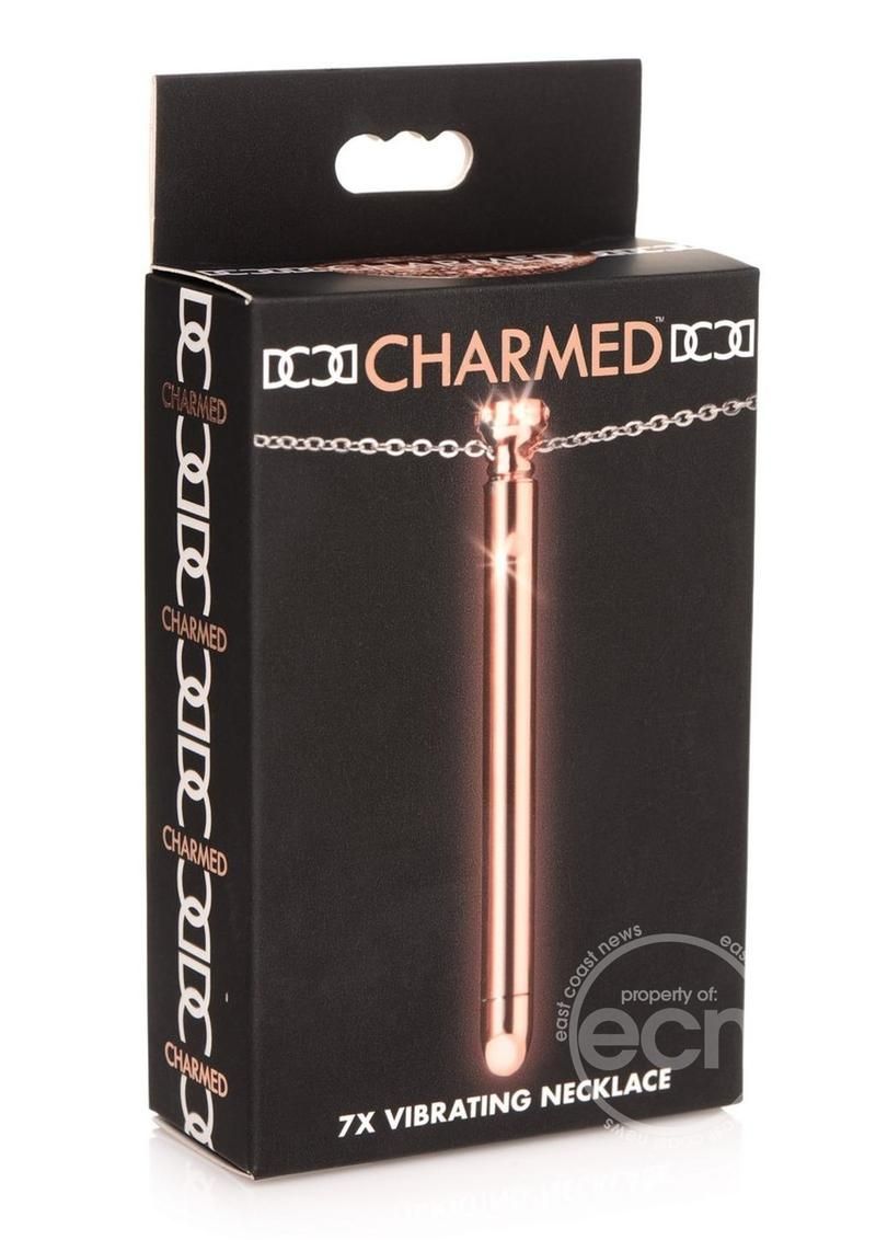 CHARMED STAINLESS STEEL RECHARGEABLE 7X VIBRATING NECKLACE, Color: ROSE GOLD