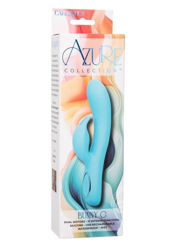 AZURE COLLECTION BUNNY G RECHARGEABLE SILICONE VIBRATOR BLUE