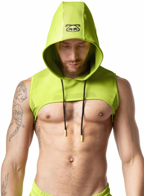 NASTY PIG ACID HOODED CROP TOP ACID LIME