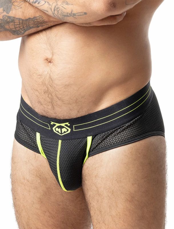 NASTY PIG VOLTAGE U-FRONT BRIEF BLACK & ACID LIME