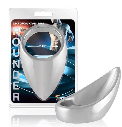 CHROME POUNDER TEAR DROP SHAPED RING, Size: 2.25" / 57mm
