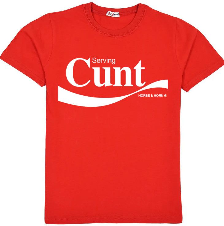 HORSE & HORN SERVING CUNT T-SHIRT RED HORSE & HORN SERVING CUNT T-SHIRT RED