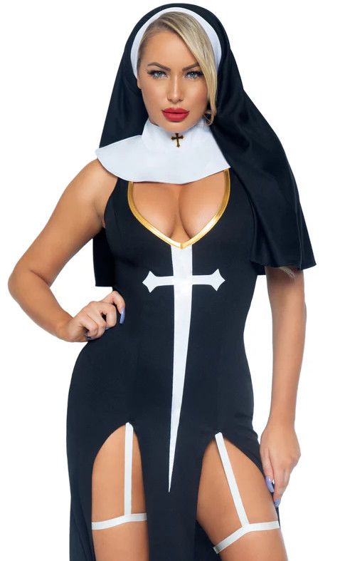 LEG AVENUE SULTRY SINNER 3PC COSTUME BLACK & WHITE