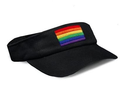 VISOR BLACK WITH EMBROIDERED RAINBOW FLAG