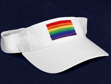 VISOR WHITE WITH EMBROIDERED RAINBOW FLAG