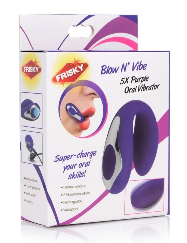 FRISKY BLOW N' VIBE 5X ORAL VIBRATOR PURPLE  (DISC.)