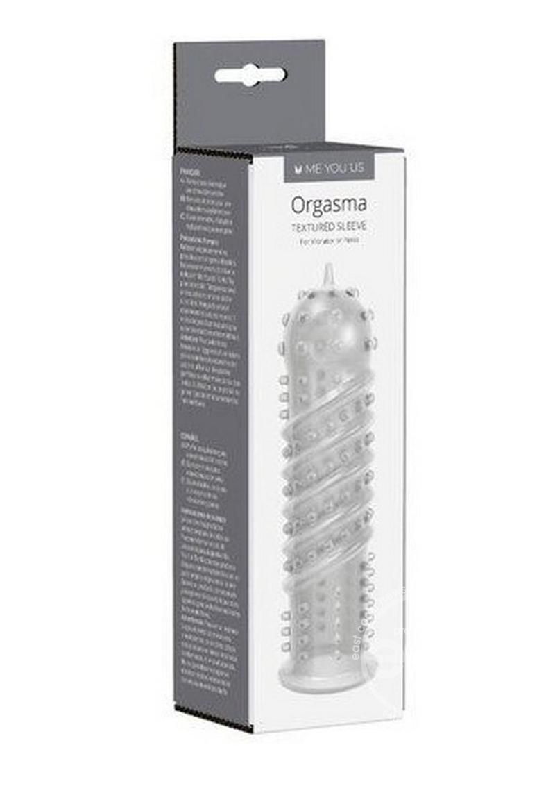 ME YOU US ORGASMA TEXTURED PENIS OR VIBRATOR SLEEVE CLEAR