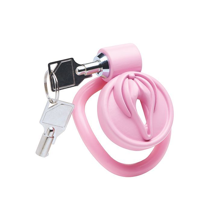 MASTER SERIES PUSSIFICATION VULVA LOCKING CHASTITY CAGE PINK