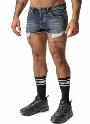 NASTY PIG XXX DUKE SHORT DISTRESSED INDIGO