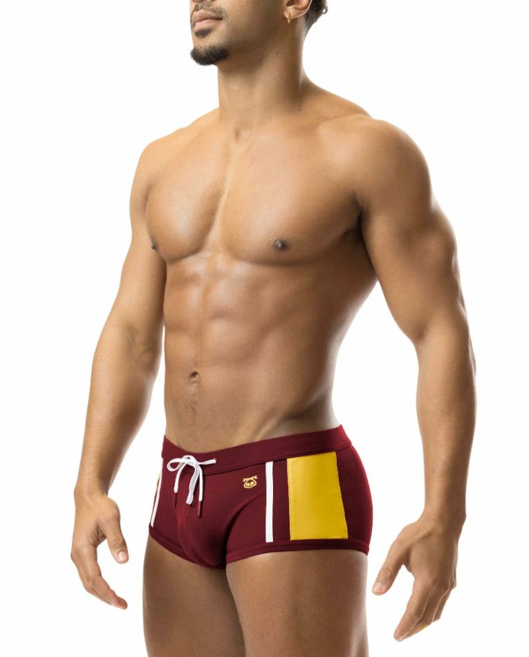 NASTY PIG STUD SQUARE CUT BURGUNDY & GOLDENROD, Size: SMALL