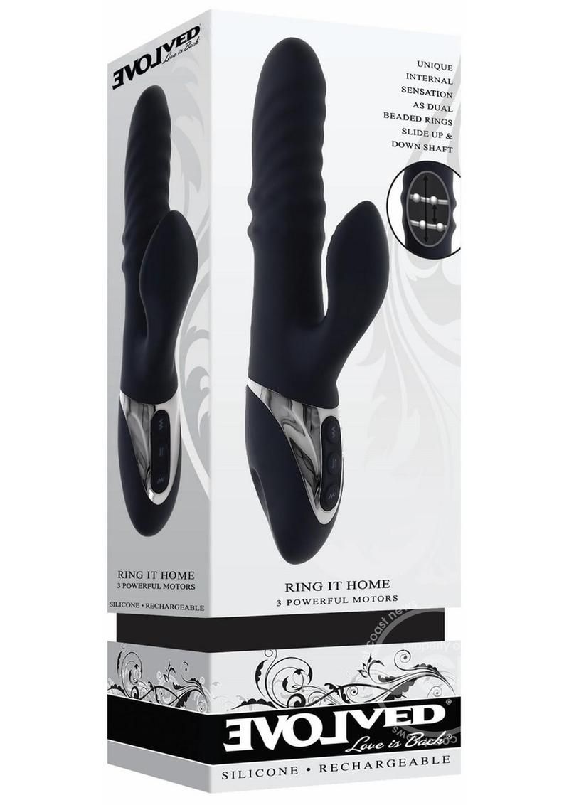 EVOLVED RING IT HOME SILICONE RECHARGEABLE VIBRATOR WITH CLITORAL STIMULATOR