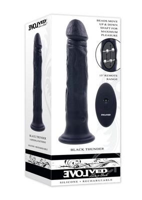 EVOLVED BLACK THUNDER RECHARGEABLE SILICONE BLACK DILDO EVOLVED BLACK THUNDER RECHARGEABLE SILICONE BLACK DILDO