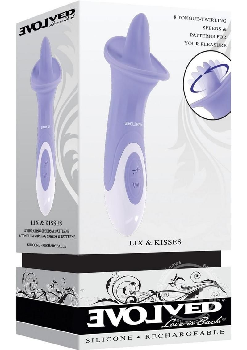 EVOLVED LIX AND KISSES RECHARGEABLE SILICONE PURPLE CLITORAL STIMULATOR