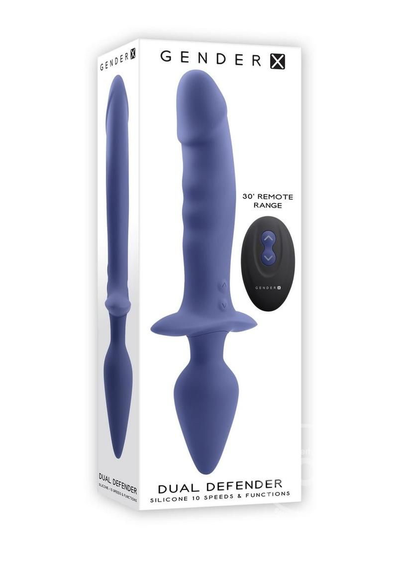 GENDER X DUAL DEFENDER RECHARGEABLE SILICONE DUAL VIBRATOR & PROBE