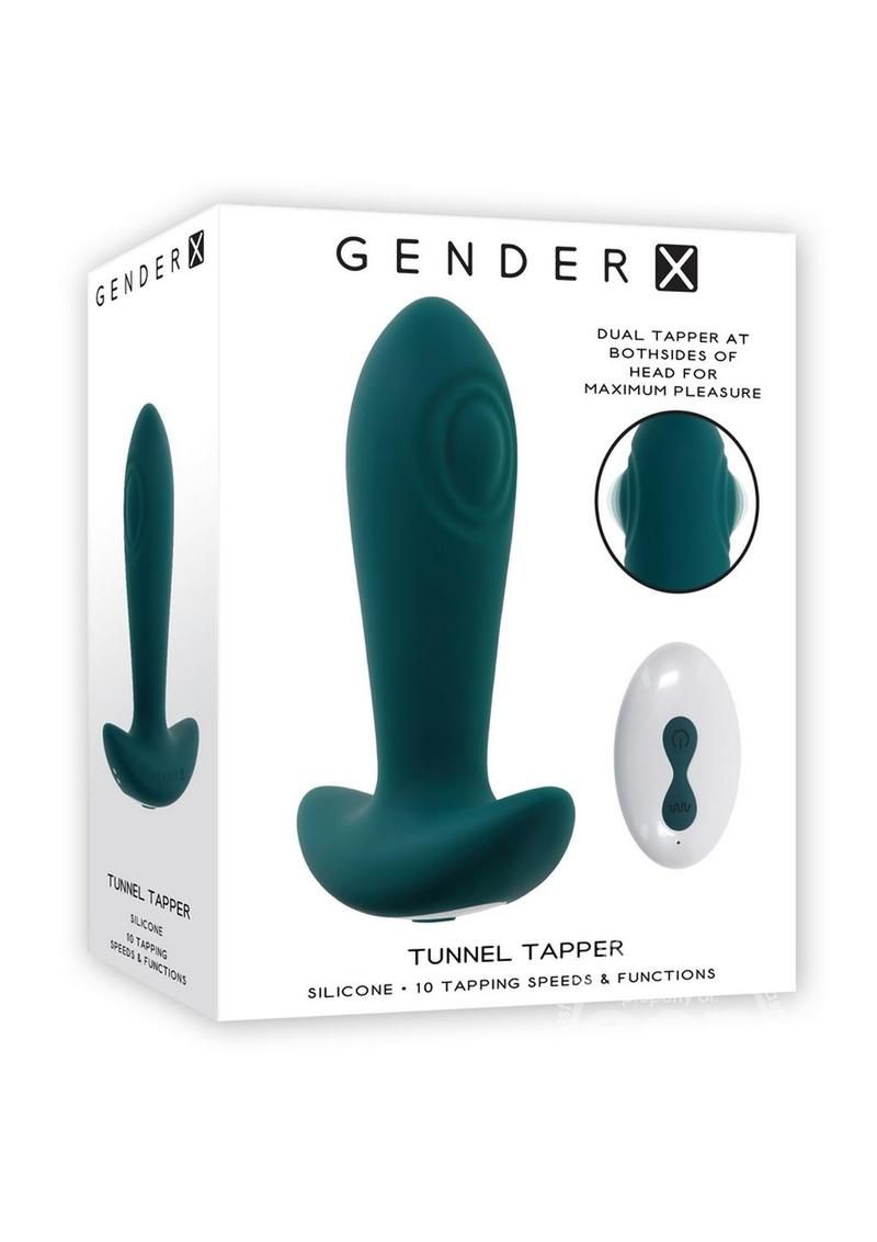 GENDER X TUNNEL TAPPER RECHARGEABLE GREEN SILICONE ANAL PLUG