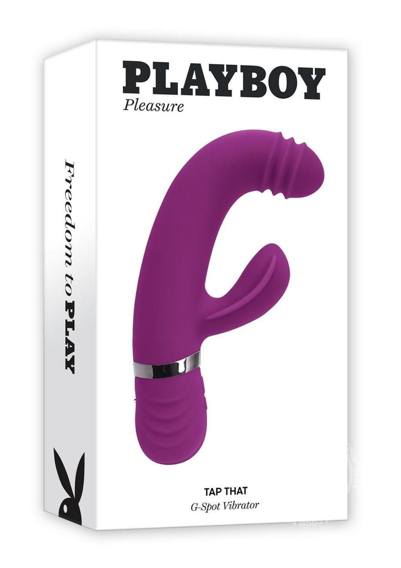 PLAYBOY TAP THAT RECHARGEABLE PURPLE SILICONE VIBRATOR WITH CLITORAL STIMULATOR