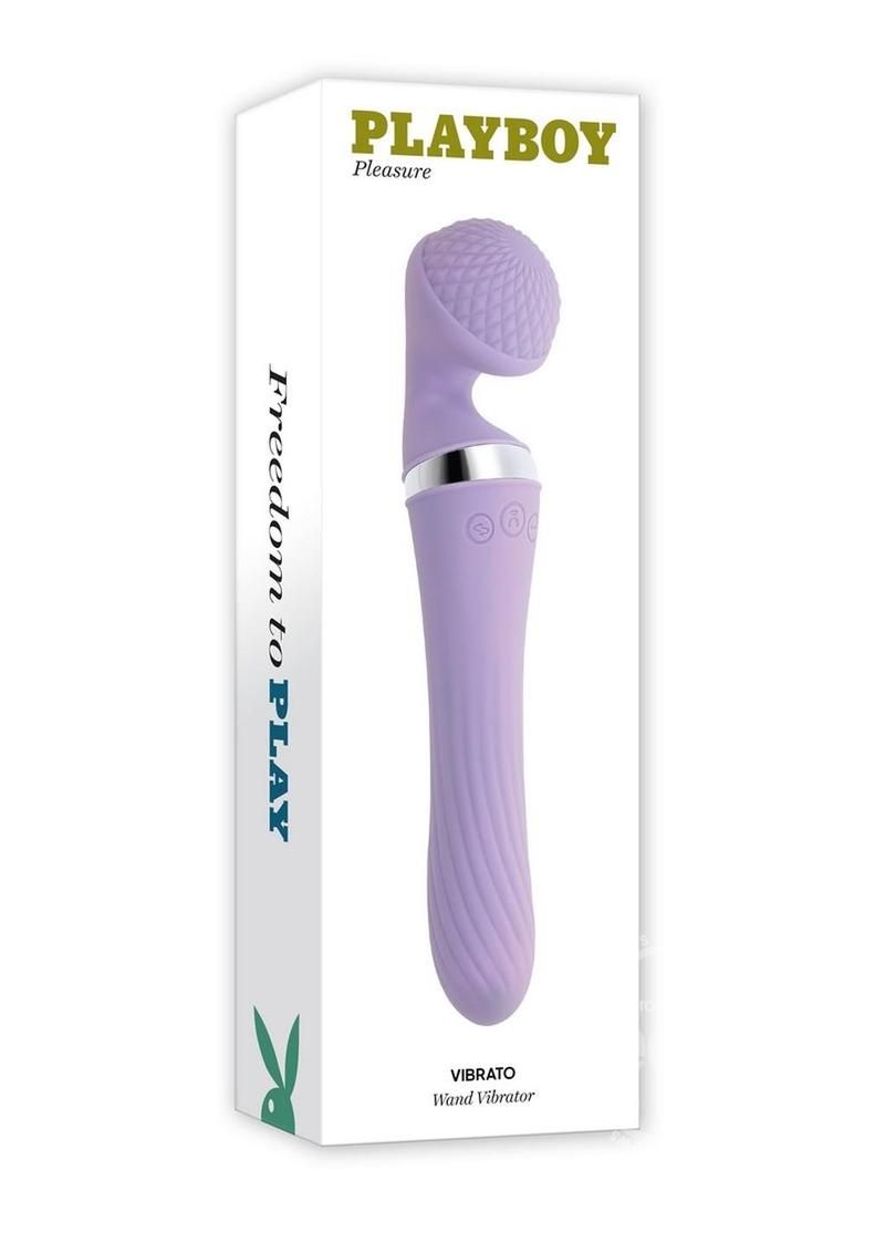 PLAYBOY VIBRATO RECHARGEABLE PURPLE SILICONE DUAL ENED WAND