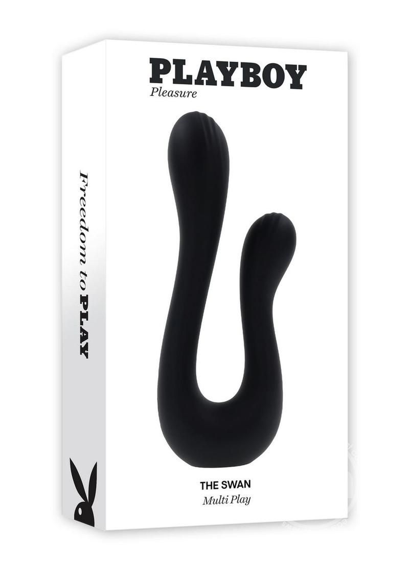 PLAYBOY THE SWAN RECHARGEABLE SILICONE BLACK DUAL VIBRATOR