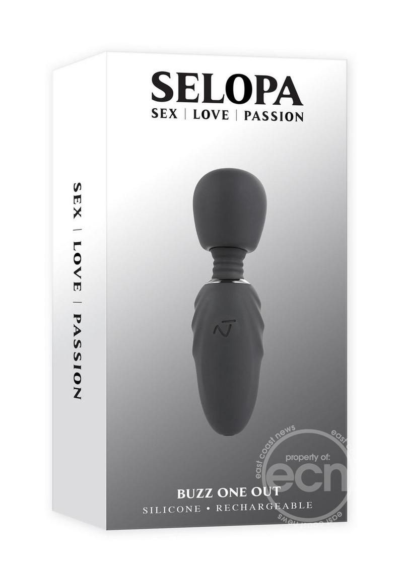 SELOPA BUZZ ONE OUT RECHARGEABLE SILICONE BLACK MINI WAND