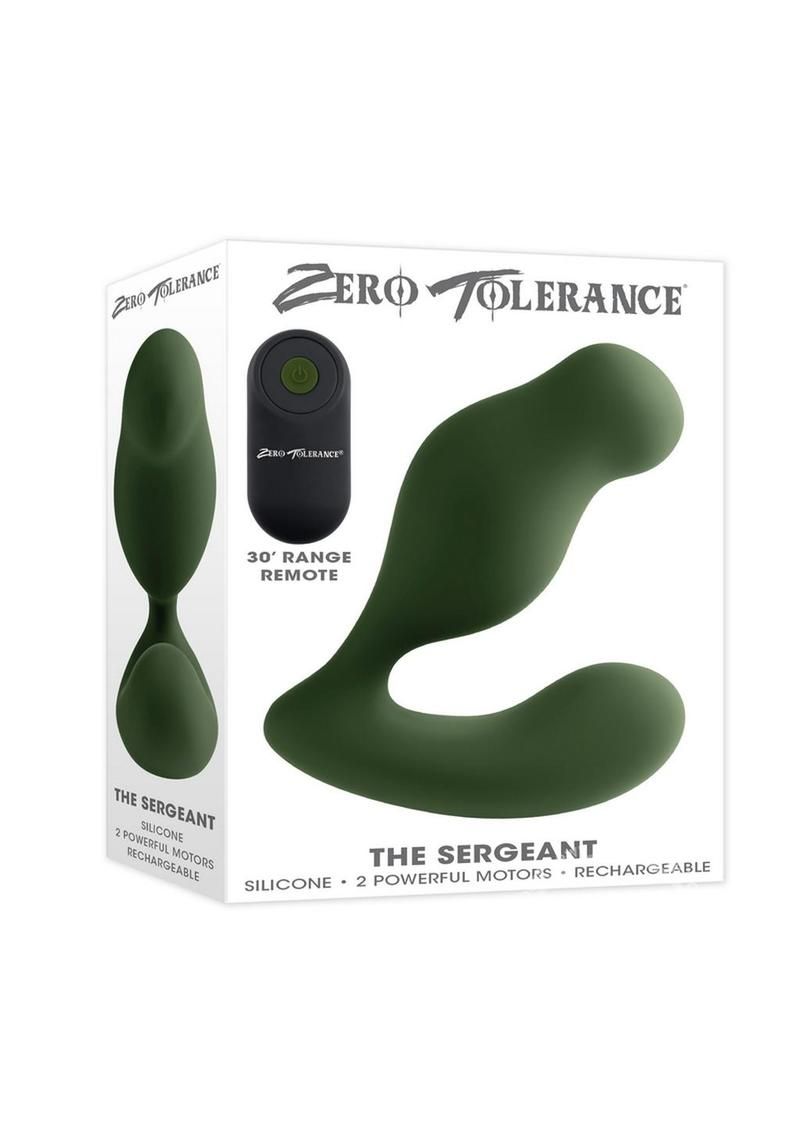 ZERO TOLERANCE THE SERGEANT RECHARGEABLE GREEN SILICONE PROSTATE MASSAGER WITH REMOTE