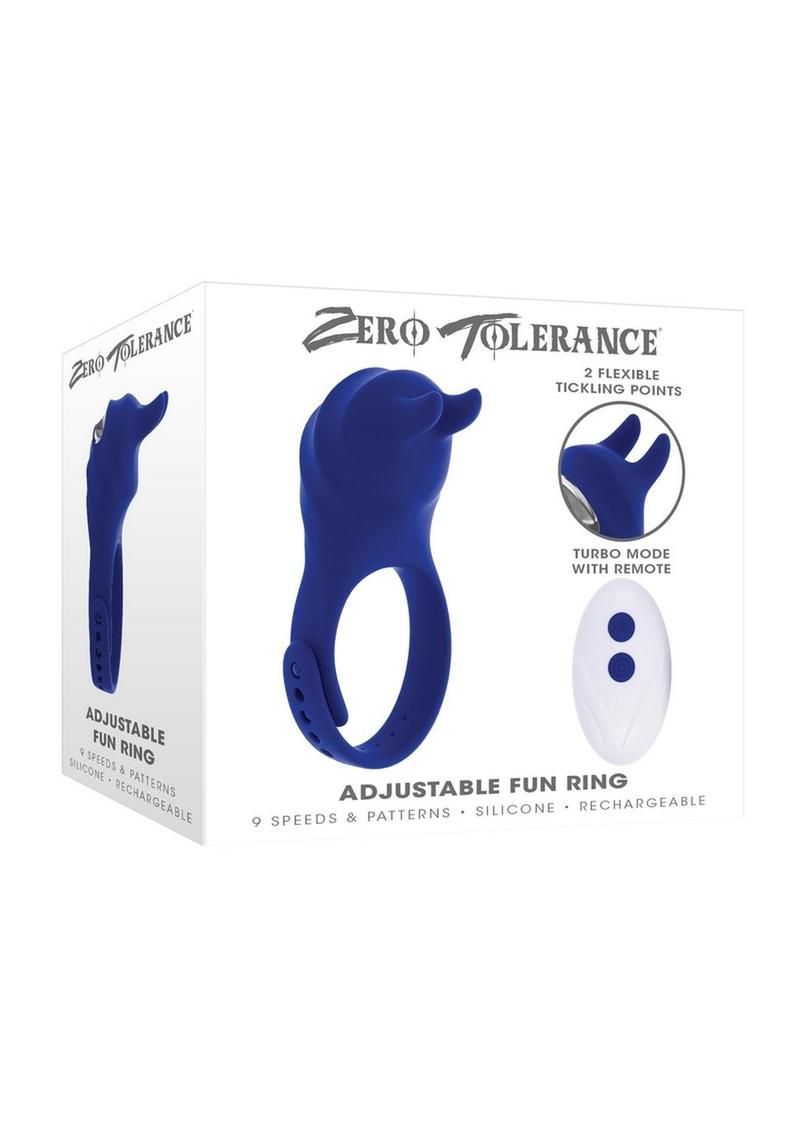 ZERO TOLERANCE ADJUSTABLE FUN RING RECHARGEABLE SILICONE VIBRATING COCK RING