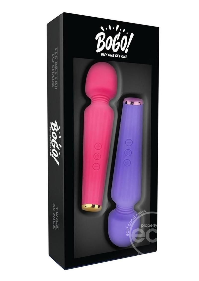 BOGO WAND RECHARGEABLE VIBRATOR PINK & PURPLE
