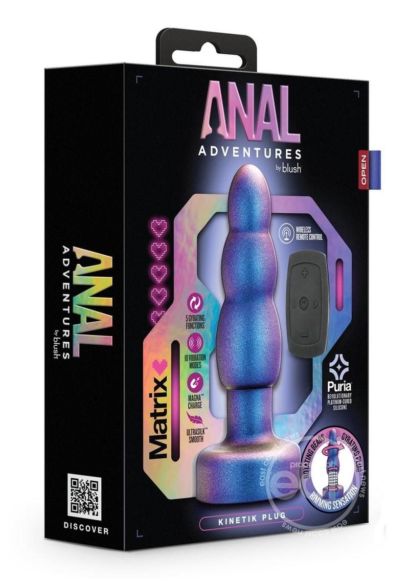 ANAL ADVENTURES MATRIX KINETIC PLUG RECHARGEABLE SILICONE ANAL PLUG SPACE AGE BLUE