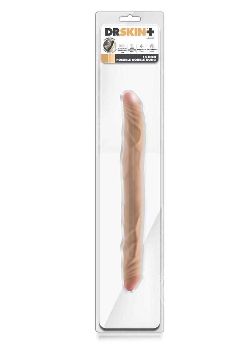 DR SKIN PLUS POSABLE DOUBLE DONG 14" VANILLA